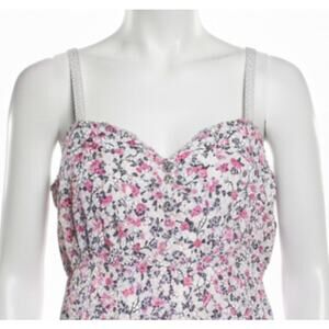 Decree Tank Womens Juniors Size L Pink Purple Floral Sweetheart Neck All Cotton